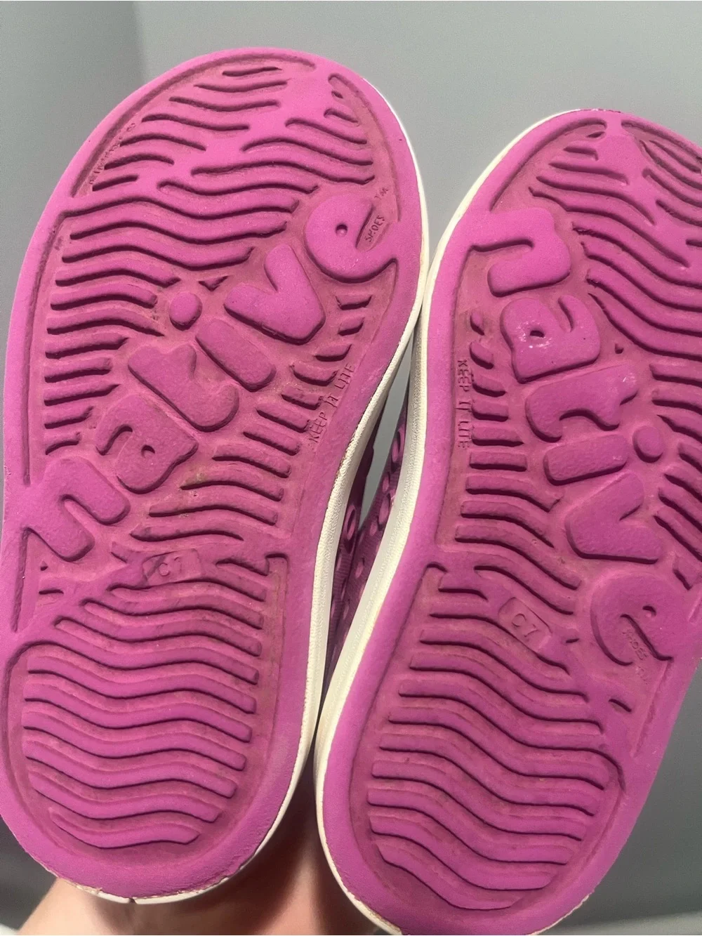 Native C7 Purple and Cream Kids Slip On Water Friendly Sneakers